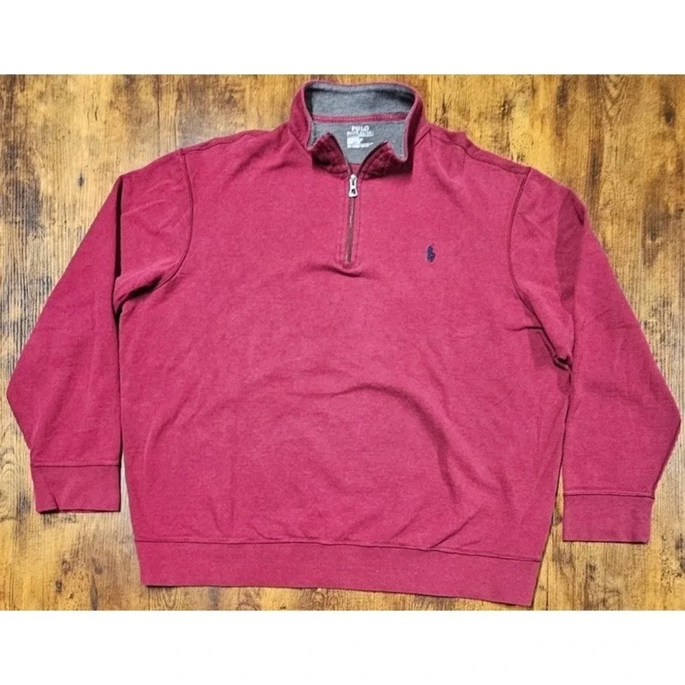 Polo Ralph Lauren Sweater Men's 2XL Red 1/4 Zip‎ Performance Mock Neck Outdoor